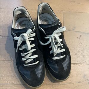 Black suede and leather sneakers